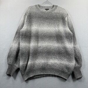 Who What Wear Sweater Womens Large Gray Ombre Stripe Crew Neck Wool Blend Knit